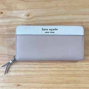 Kate Spade Cream and Tan Zip Wallet